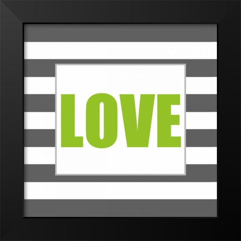 Shiny Big Love Green Black Modern Wood Framed Art Print by Amori, Miyo