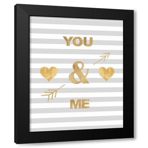 You Me And Cupid Black Modern Wood Framed Art Print by Amori, Miyo