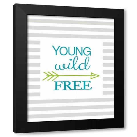Young Wild Free Black Modern Wood Framed Art Print by Amori, Miyo