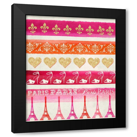 Romance Collection Pattern Black Modern Wood Framed Art Print with Double Matting by Amori, Miyo
