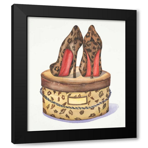 Leopard Heels Black Modern Wood Framed Art Print by Jing, Jin