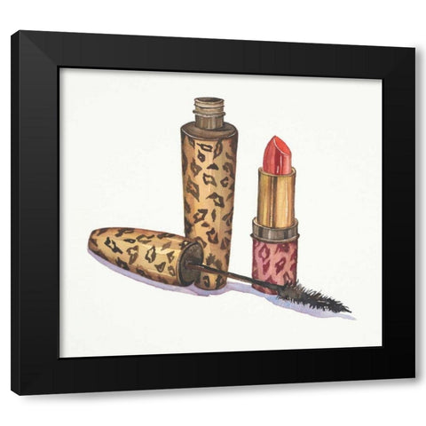 Leopard Makeup Black Modern Wood Framed Art Print with Double Matting by Jing, Jin