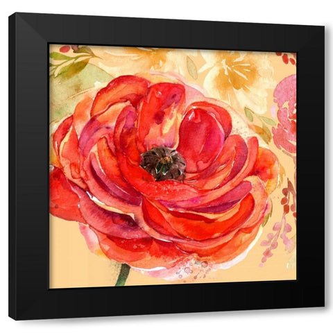 Festive Flowers 1 Black Modern Wood Framed Art Print by Jin, Jing