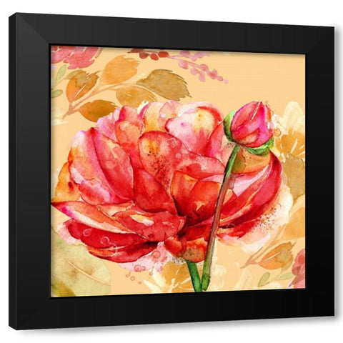 Festive Flowers 2 Black Modern Wood Framed Art Print by Jin, Jing
