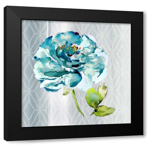 Blooming Blue Black Modern Wood Framed Art Print with Double Matting by Jing, Jin