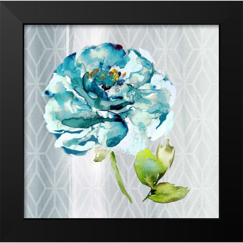 Blooming Blue Black Modern Wood Framed Art Print by Jing, Jin