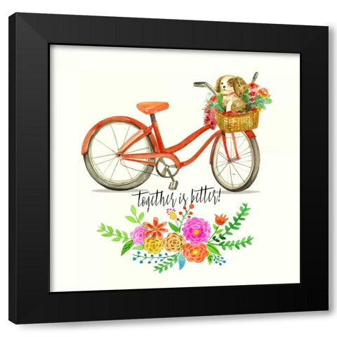 Together Is Better! Black Modern Wood Framed Art Print with Double Matting by Jing, Jin