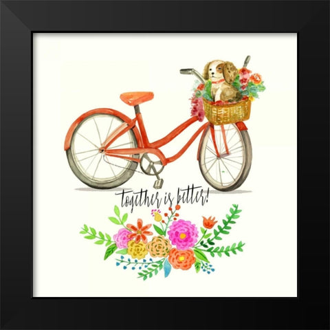 Together Is Better! Black Modern Wood Framed Art Print by Jing, Jin