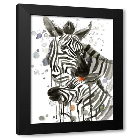 Zebra Kiss Black Modern Wood Framed Art Print with Double Matting by Jing, Jin