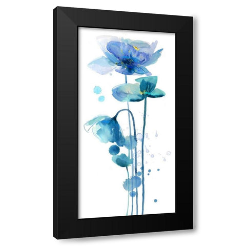 Indigo Poppy 1 Black Modern Wood Framed Art Print with Double Matting by Jing, Jin