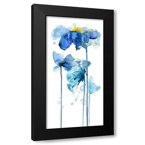 Indigo Poppy 2 Black Modern Wood Framed Art Print by Jing, Jin