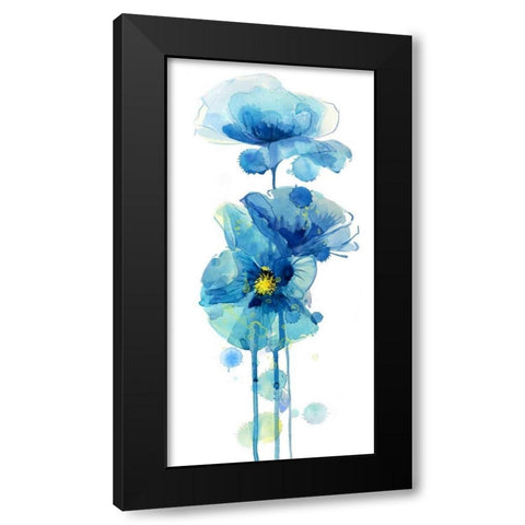 Indigo Poppy 3 Black Modern Wood Framed Art Print with Double Matting by Jing, Jin