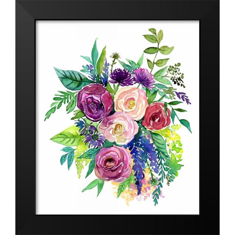 Enchanted Roses Black Modern Wood Framed Art Print by Jing, Jin