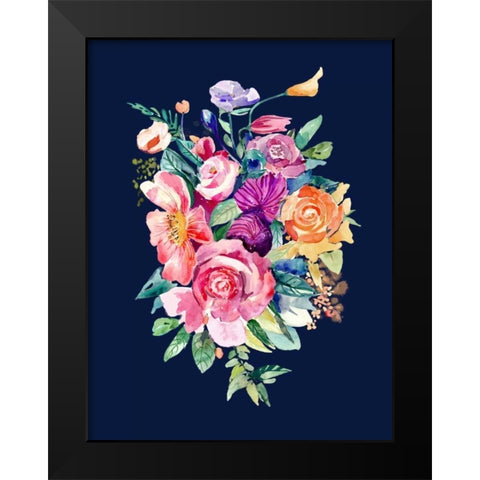 Enchanted Flowers Black Modern Wood Framed Art Print by Jing, Jin