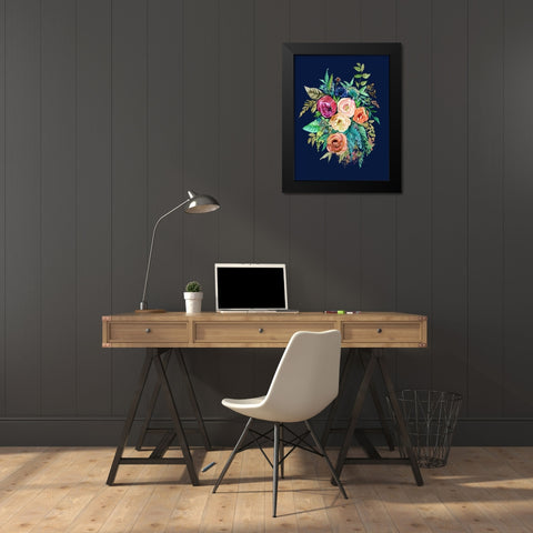 Enchanted Bouquet Black Modern Wood Framed Art Print by Jing, Jin