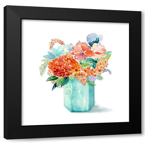 Sweet Bouquet 2 Black Modern Wood Framed Art Print by Jing, Jin