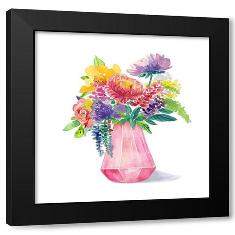 Sweet Bouquet 3 Black Modern Wood Framed Art Print by Jing, Jin