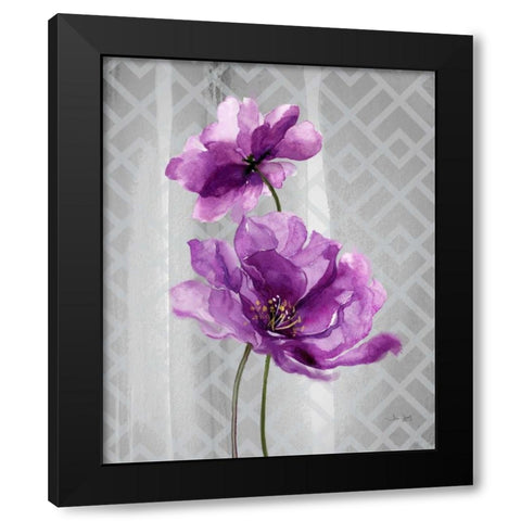 Trellis Floral1 Black Modern Wood Framed Art Print with Double Matting by Jing, Jin