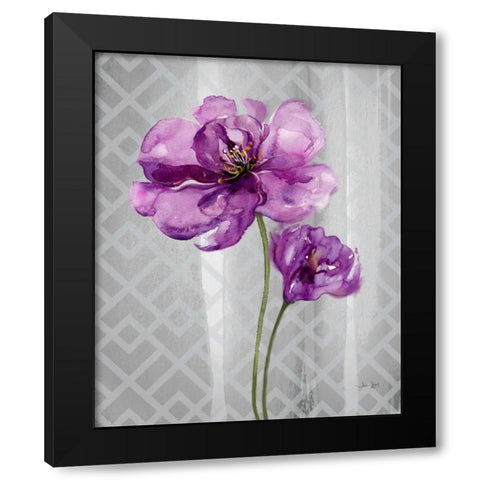 Trellis Floral2 Black Modern Wood Framed Art Print with Double Matting by Jing, Jin