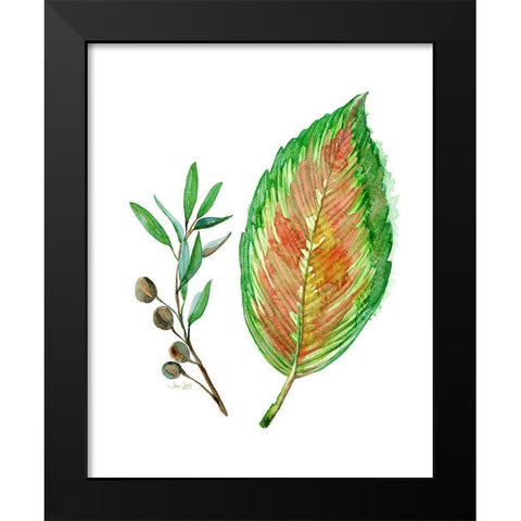 Tropical Botanical Black Modern Wood Framed Art Print by Jing, Jin