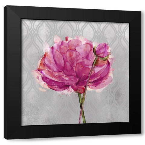 Floral Inspired 2 Black Modern Wood Framed Art Print with Double Matting by Jing, Jin