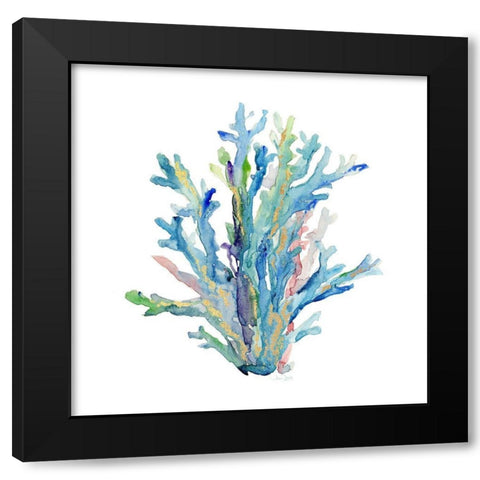 Sea Glass Coral Black Modern Wood Framed Art Print by Jin, Jing