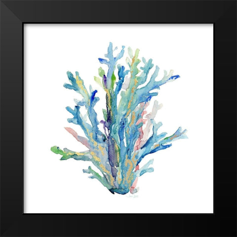 Sea Glass Coral Black Modern Wood Framed Art Print by Jin, Jing