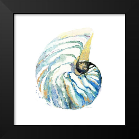 Sea Glass Scallop Black Modern Wood Framed Art Print by Jin, Jing