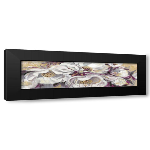 Floral Tapestry Black Modern Wood Framed Art Print by Jing, Jin