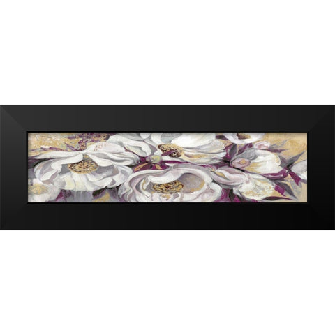 Floral Tapestry Black Modern Wood Framed Art Print by Jing, Jin