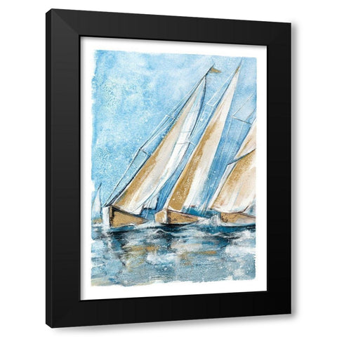 Windward Black Modern Wood Framed Art Print by Jing, Jin