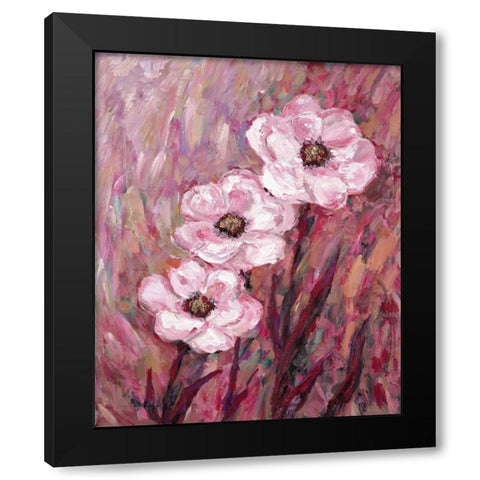 Colourful Flowers Black Modern Wood Framed Art Print by Zheng, James