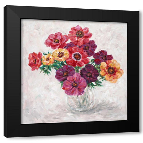 Fall Anemones Black Modern Wood Framed Art Print with Double Matting by Zheng, James