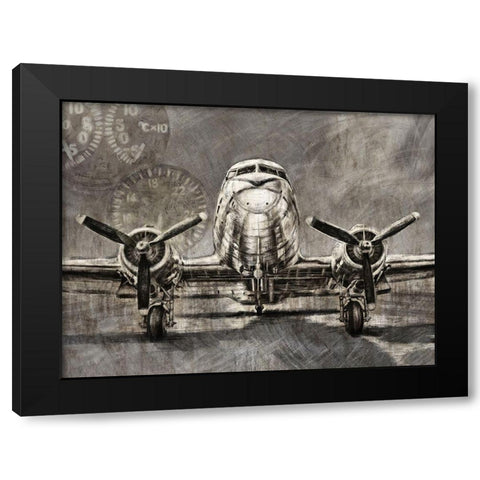 Vintage Jet Plane Black Modern Wood Framed Art Print with Double Matting by Zheng, James