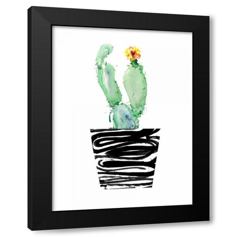 Cute Cactus Black Modern Wood Framed Art Print with Double Matting by London, Dakota
