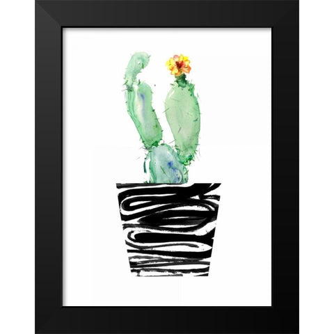 Cute Cactus Black Modern Wood Framed Art Print by London, Dakota