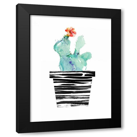 Petit Cactus Black Modern Wood Framed Art Print with Double Matting by London, Dakota