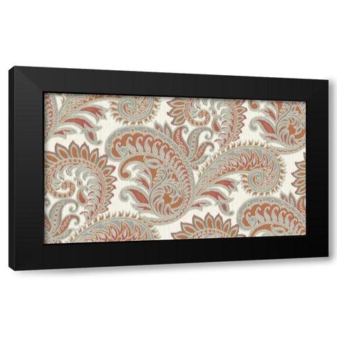 jacobian Paisley Pattern Black Modern Wood Framed Art Print by Grey, Marielle
