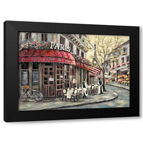 Flower Market Cafe Black Modern Wood Framed Art Print with Double Matting by Brighton, William