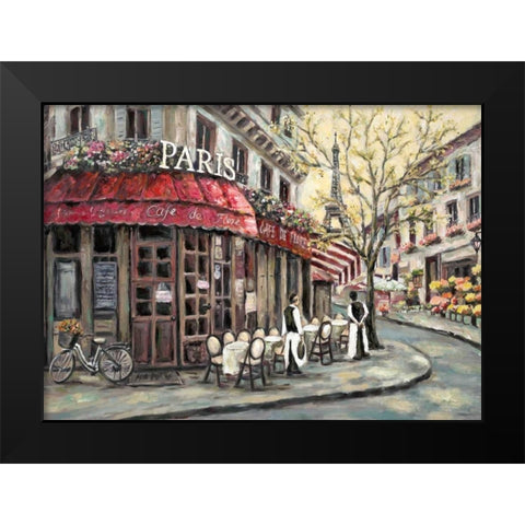 Flower Market Cafe Black Modern Wood Framed Art Print by Brighton, William