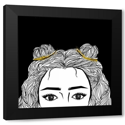 Cool Gaze Black Modern Wood Framed Art Print with Double Matting by S Studio