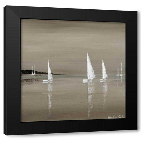Sailing Grey II Black Modern Wood Framed Art Print by Cook, Andrea