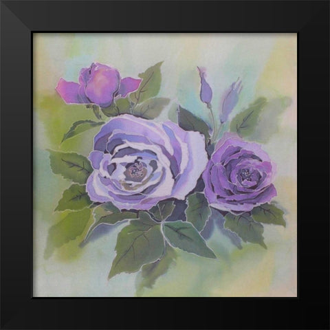 Purple roses Black Modern Wood Framed Art Print by Mayskaya, Alisa