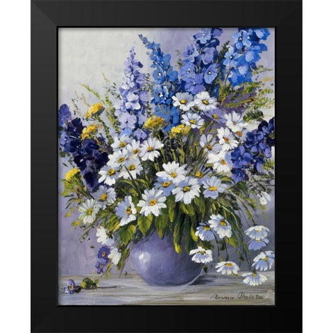 Delphinium Black Modern Wood Framed Art Print by Paleta, Anna