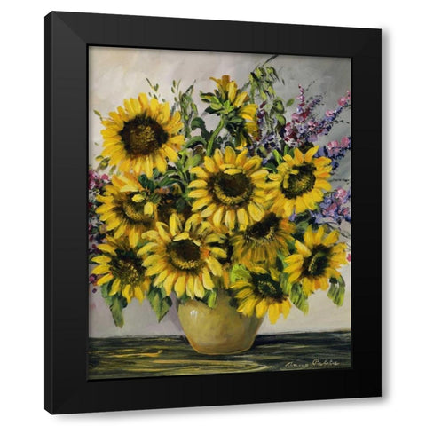 Sunny sunflowers Black Modern Wood Framed Art Print by Paleta, Anna