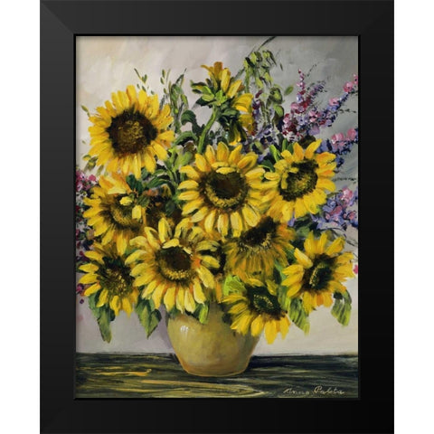 Sunny sunflowers Black Modern Wood Framed Art Print by Paleta, Anna