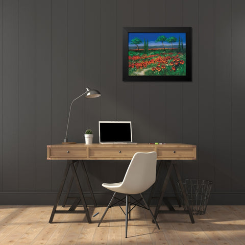 Field of primroses Black Modern Wood Framed Art Print by Paleta, Anna