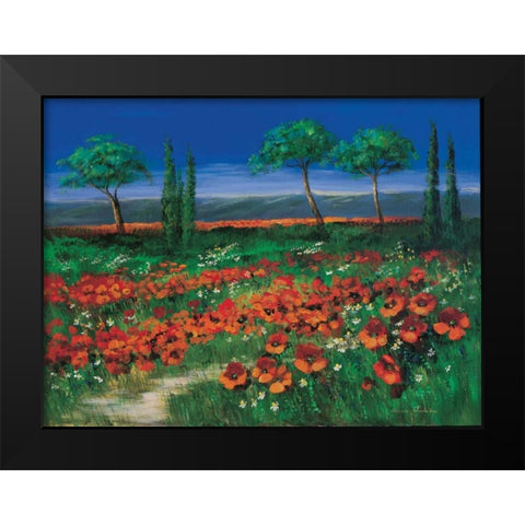 Field of primroses Black Modern Wood Framed Art Print by Paleta, Anna