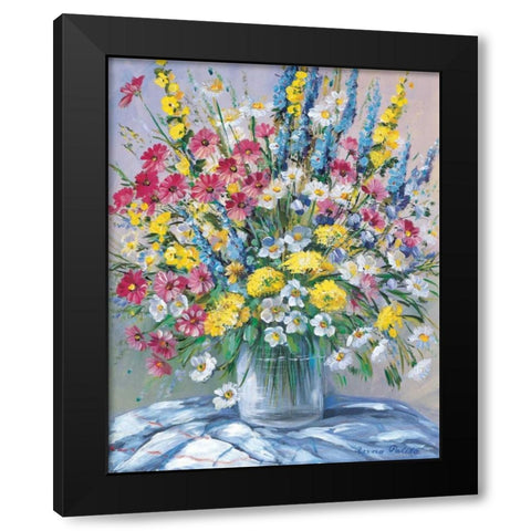 Cheerful flowers I Black Modern Wood Framed Art Print with Double Matting by Paleta, Anna