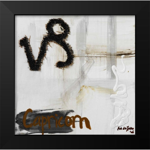 Capricorn Black Modern Wood Framed Art Print by die Zakko, Art